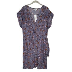 Gilli Women’s Blue Cap Sleeve Sheath Floral Belted Dress Size 2X NEW